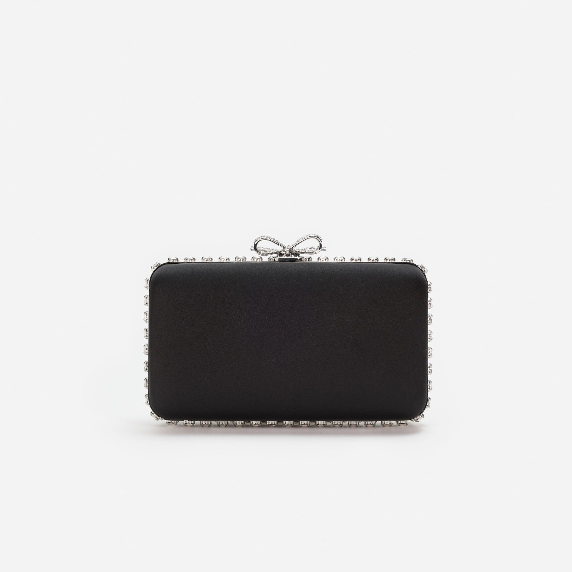 Black Satin Crystal Clutch Bag