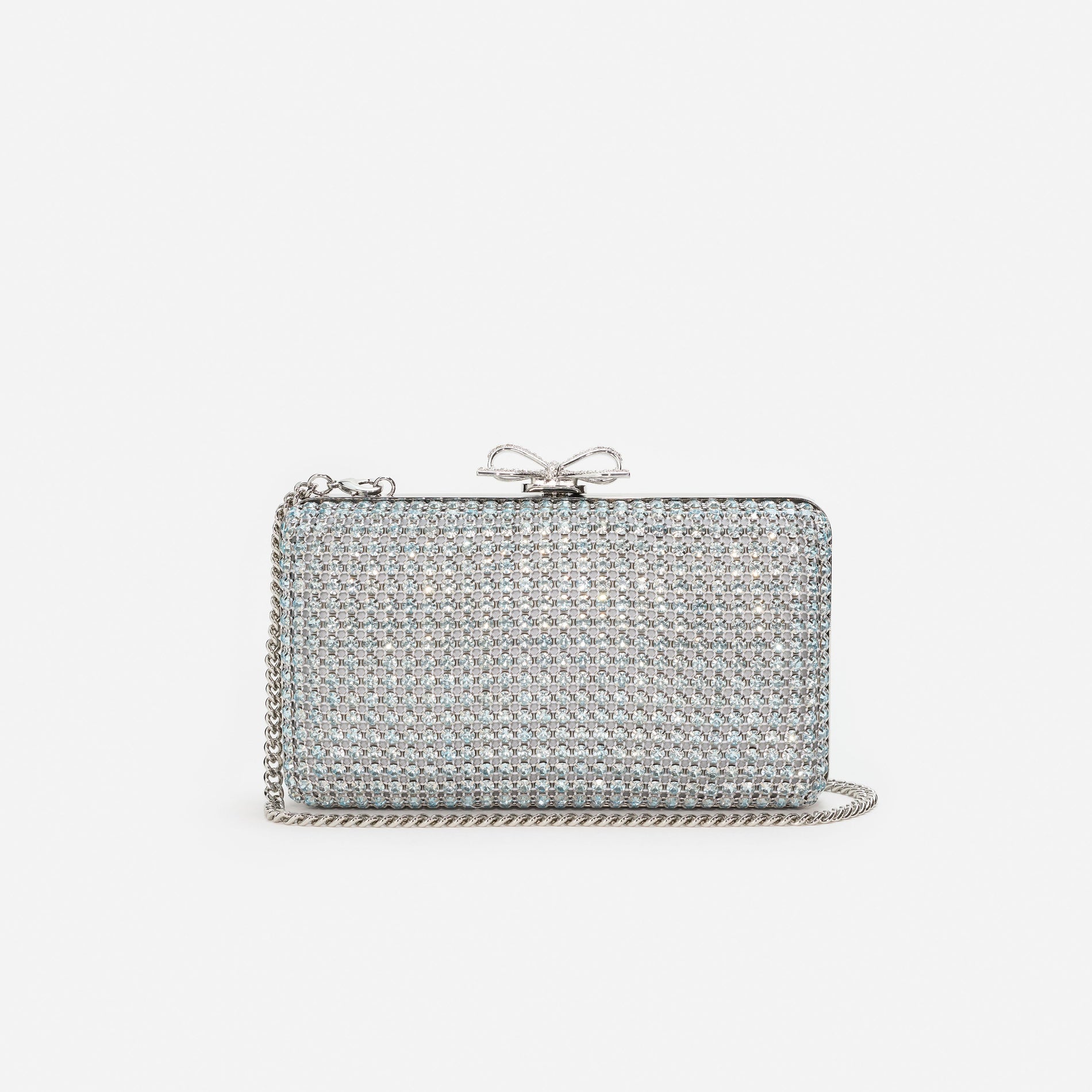 Blue Crystal Chainmail Clutch Bag