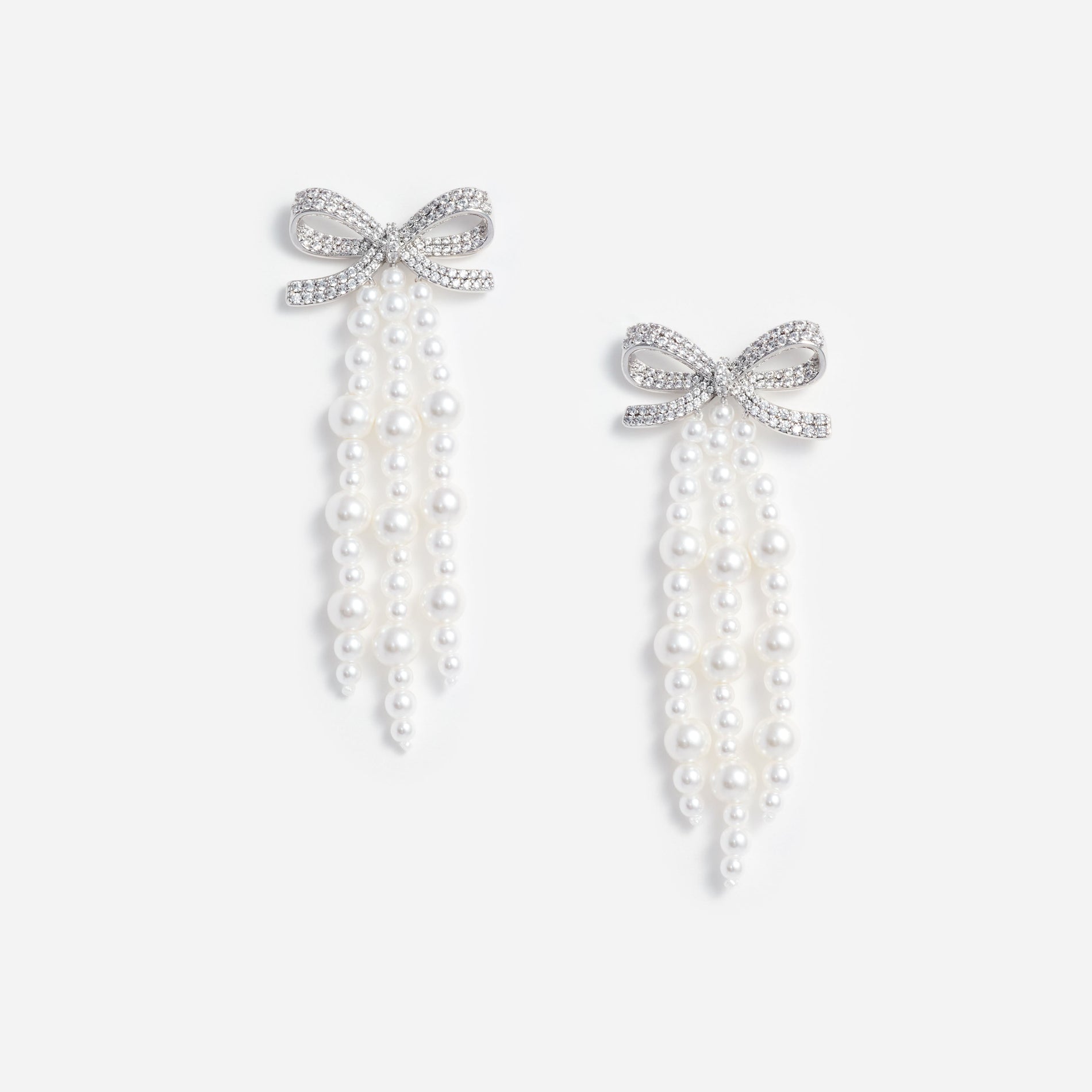 Bow Pearl Waterfall Earrings