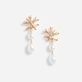 Gold Coral Pearl Earrings
