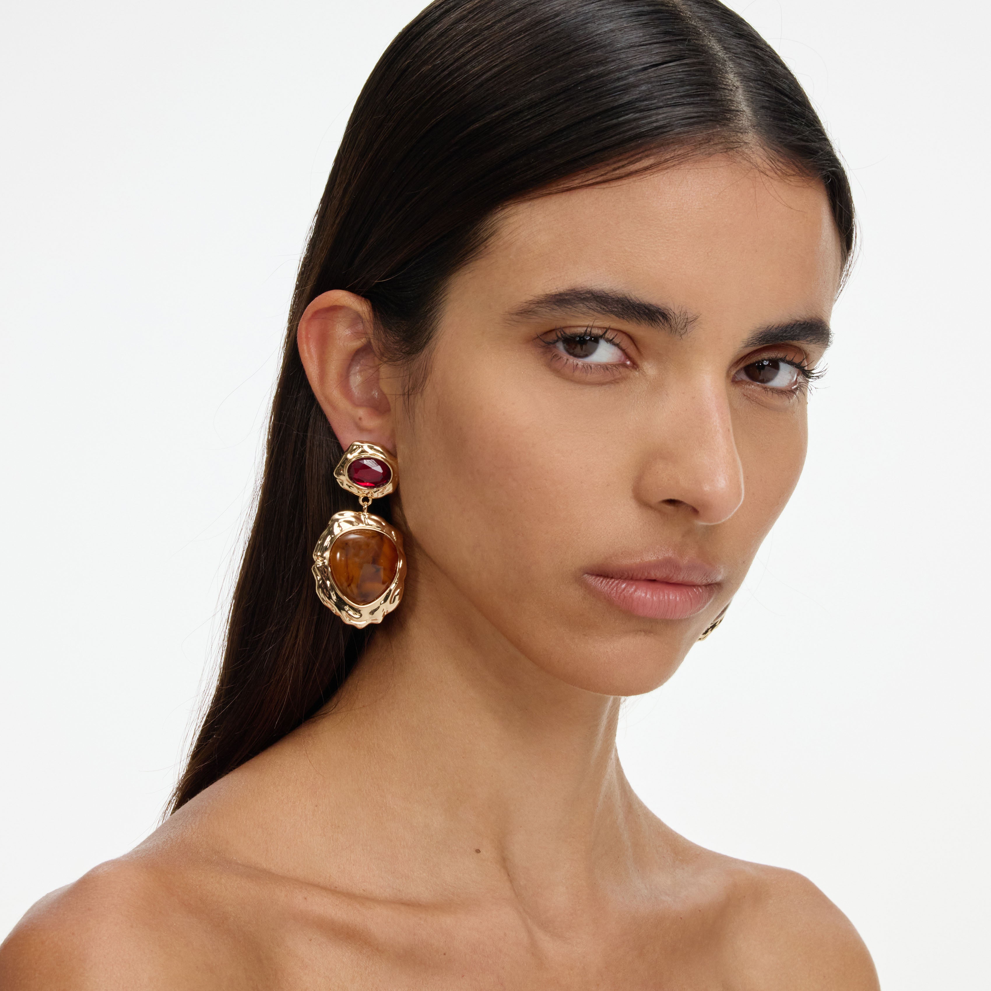 Mottled Gold Multi Tiered Earrings