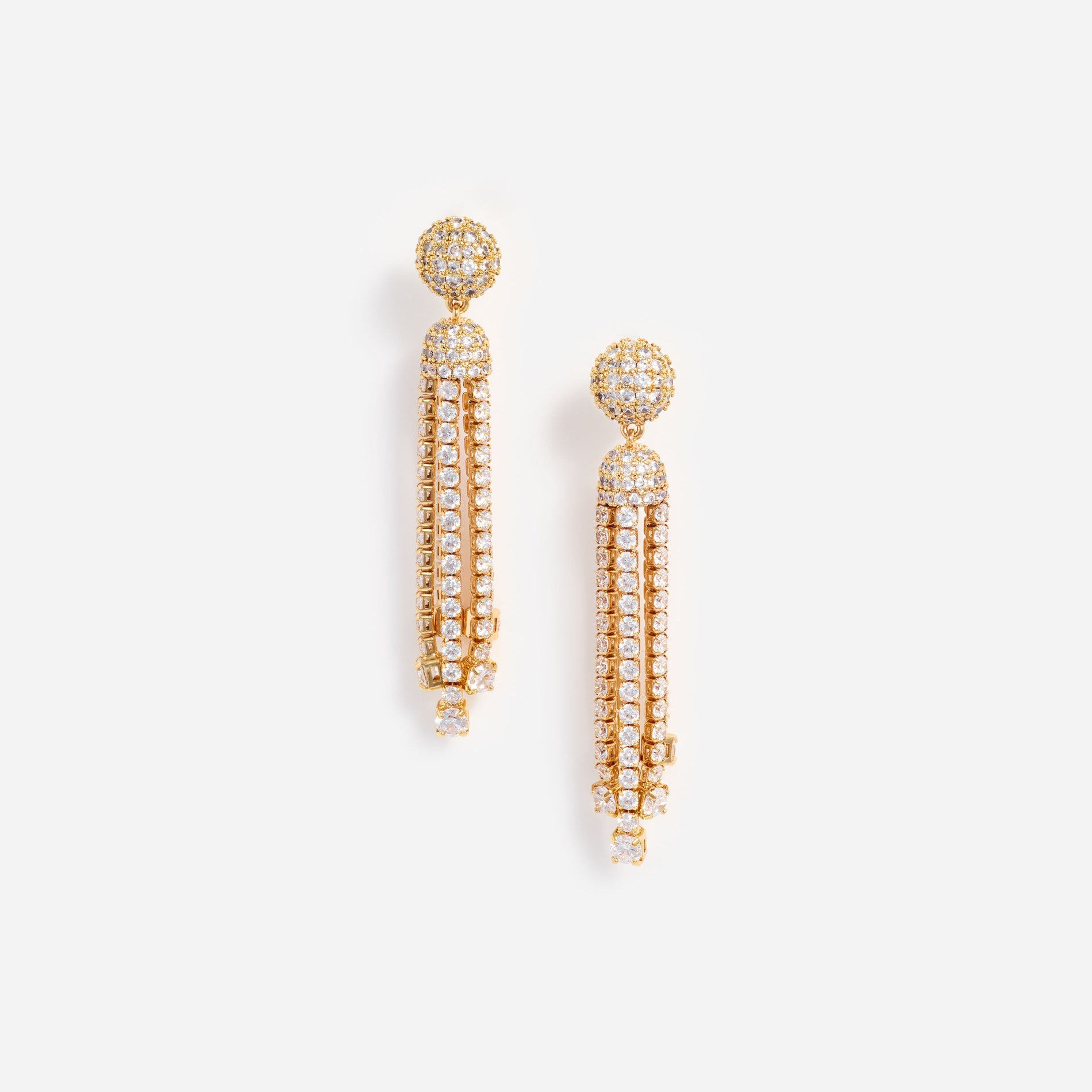 Gold Crystal Cluster Tiered Earrings