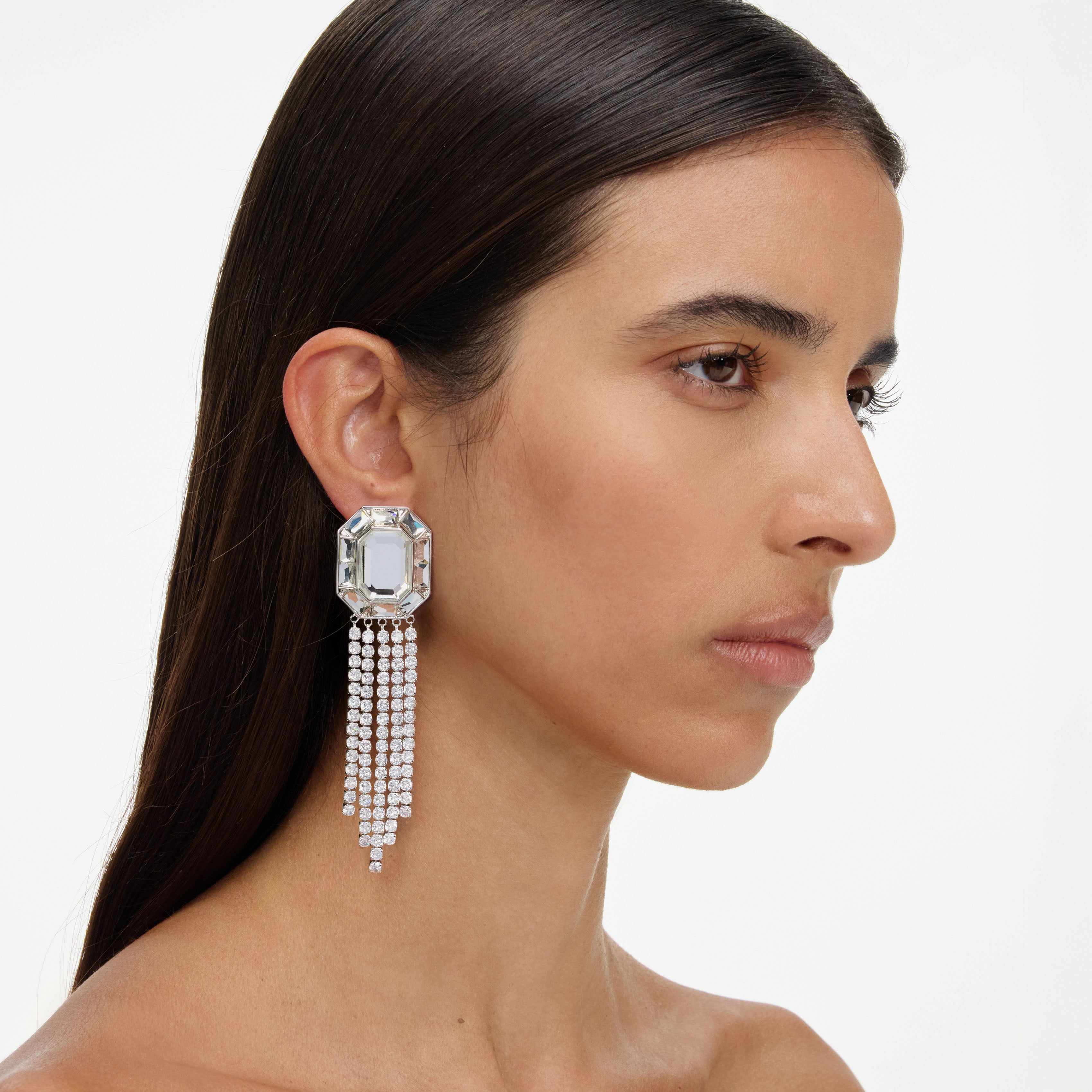 Silver Crystal Droplet Earrings