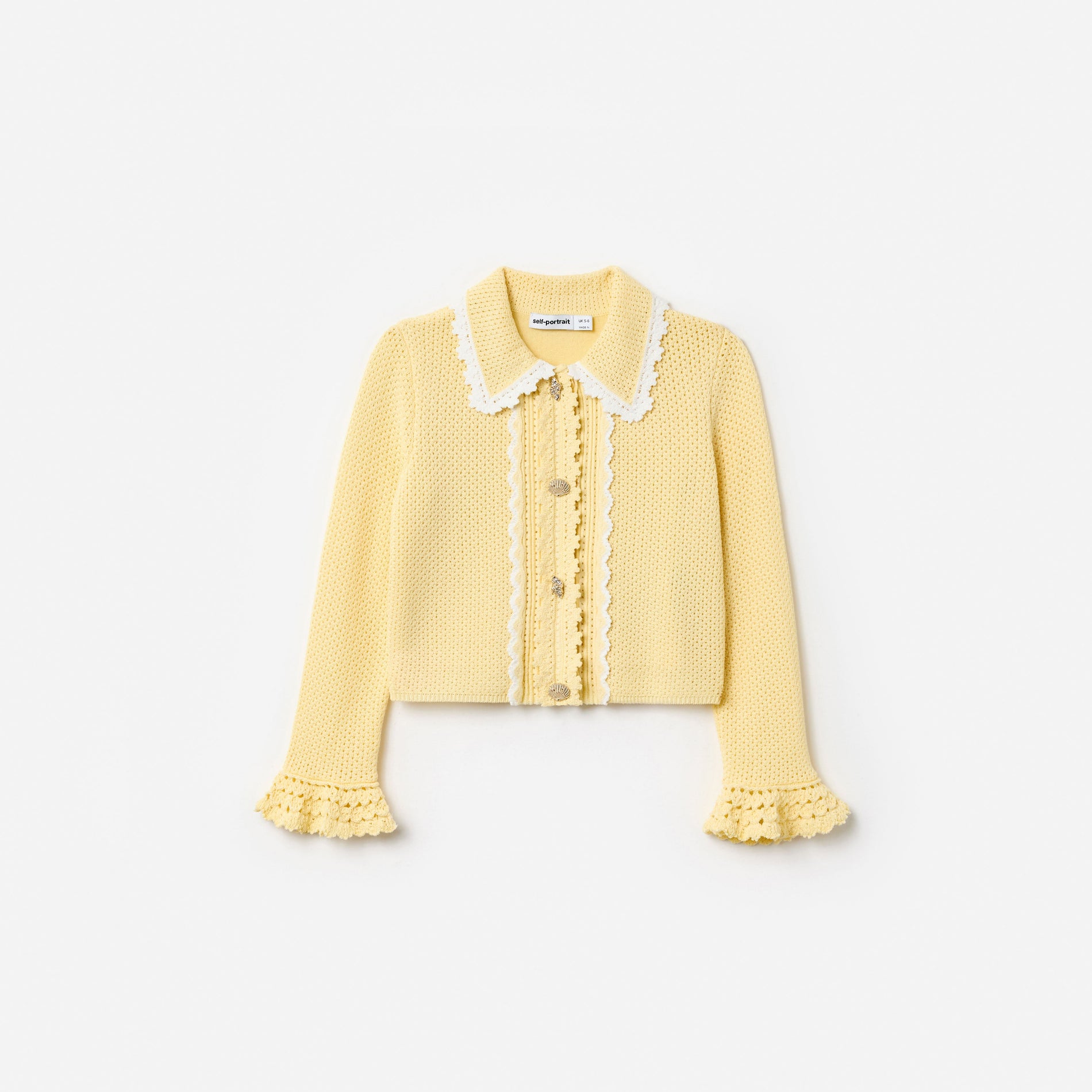 Yellow Pointelle Frill Cardigan