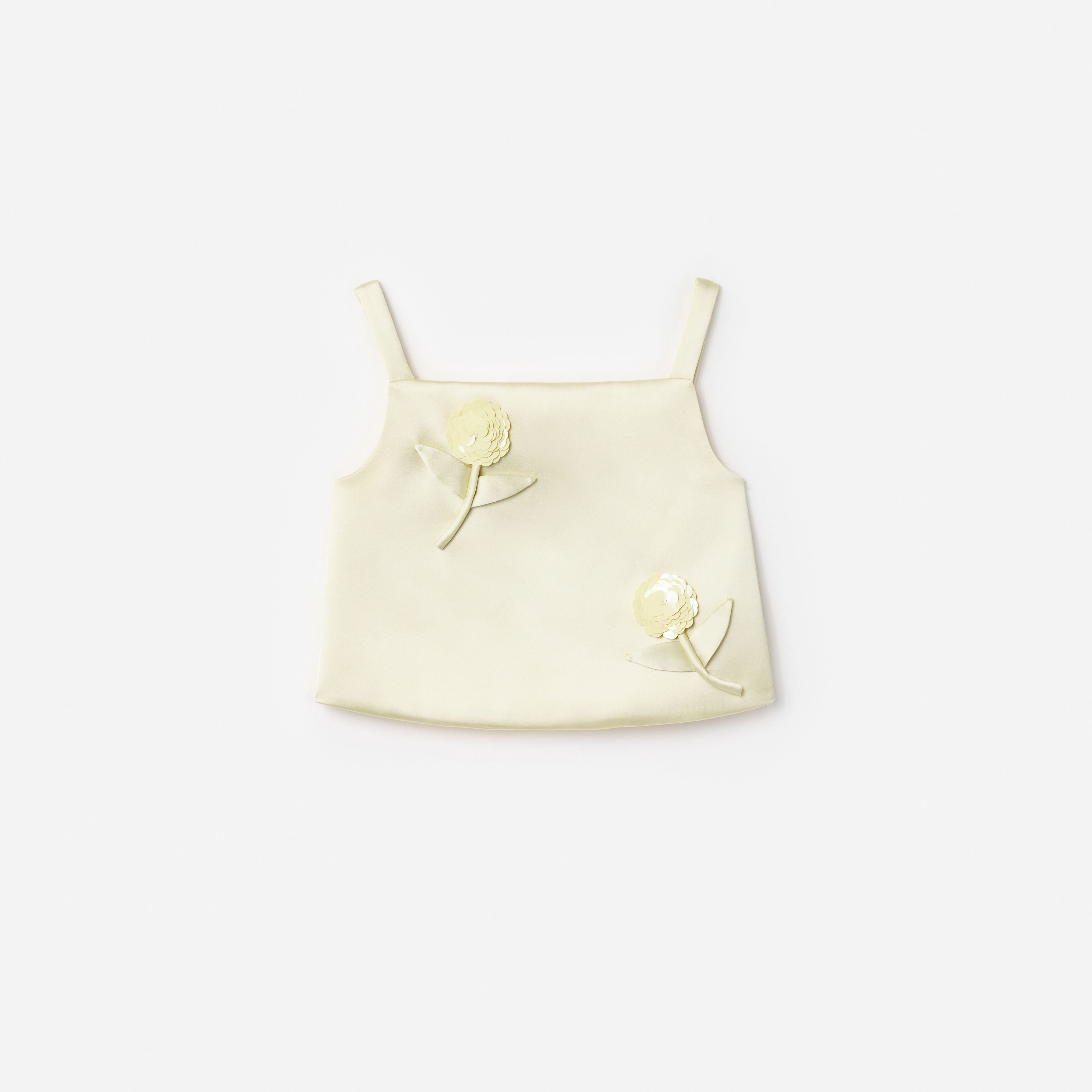 Yellow Satin Sequin Flower Top