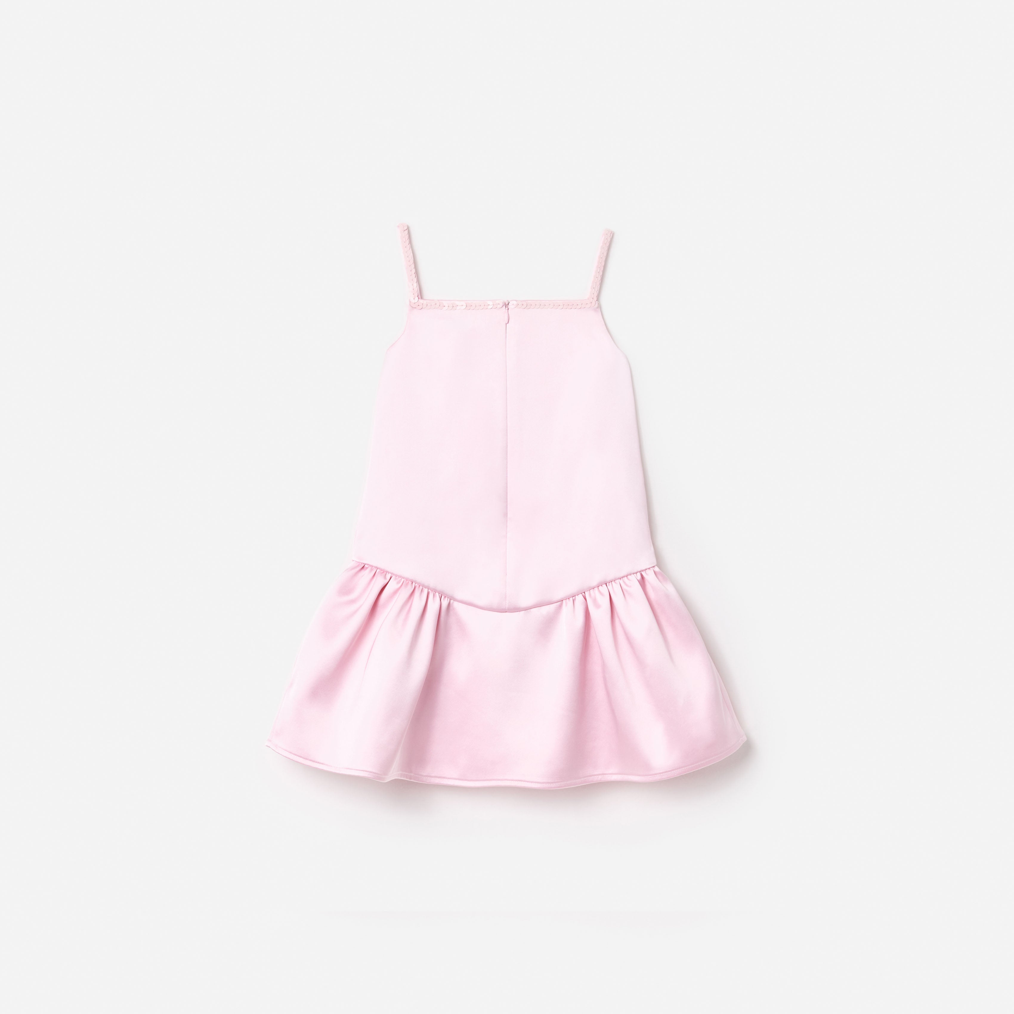Pink Crepe Sequin Flower Dress