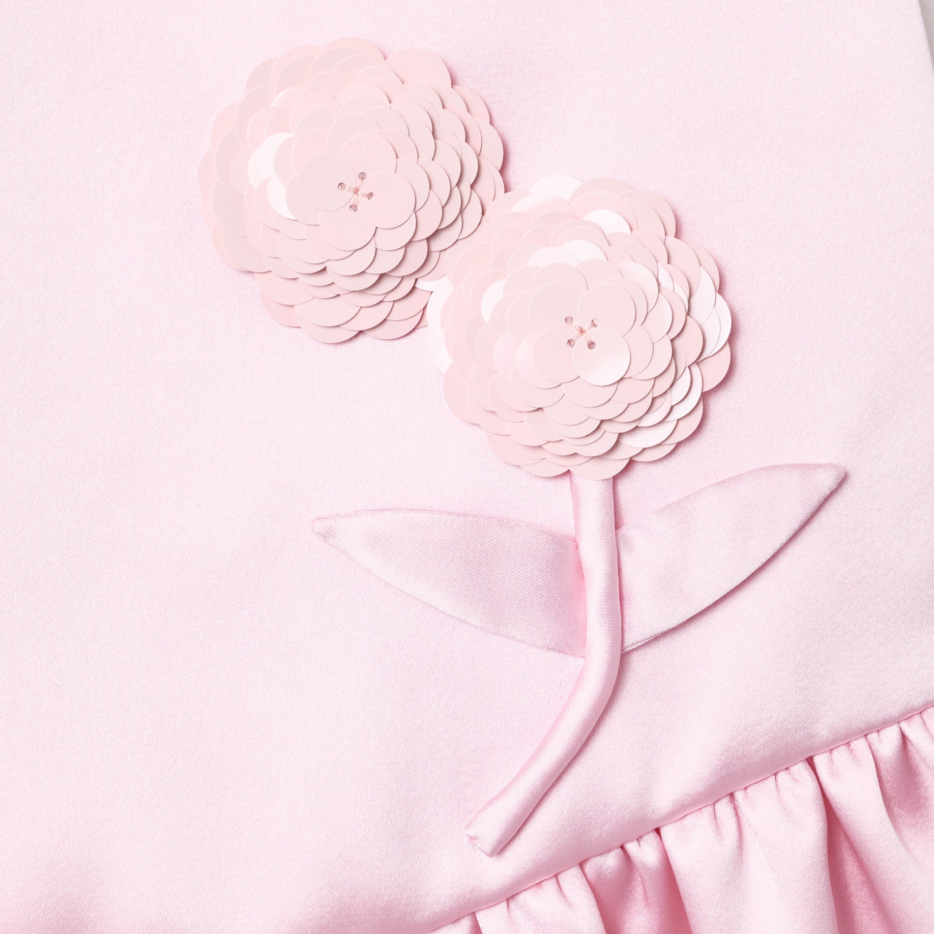 Pink Crepe Sequin Flower Dress