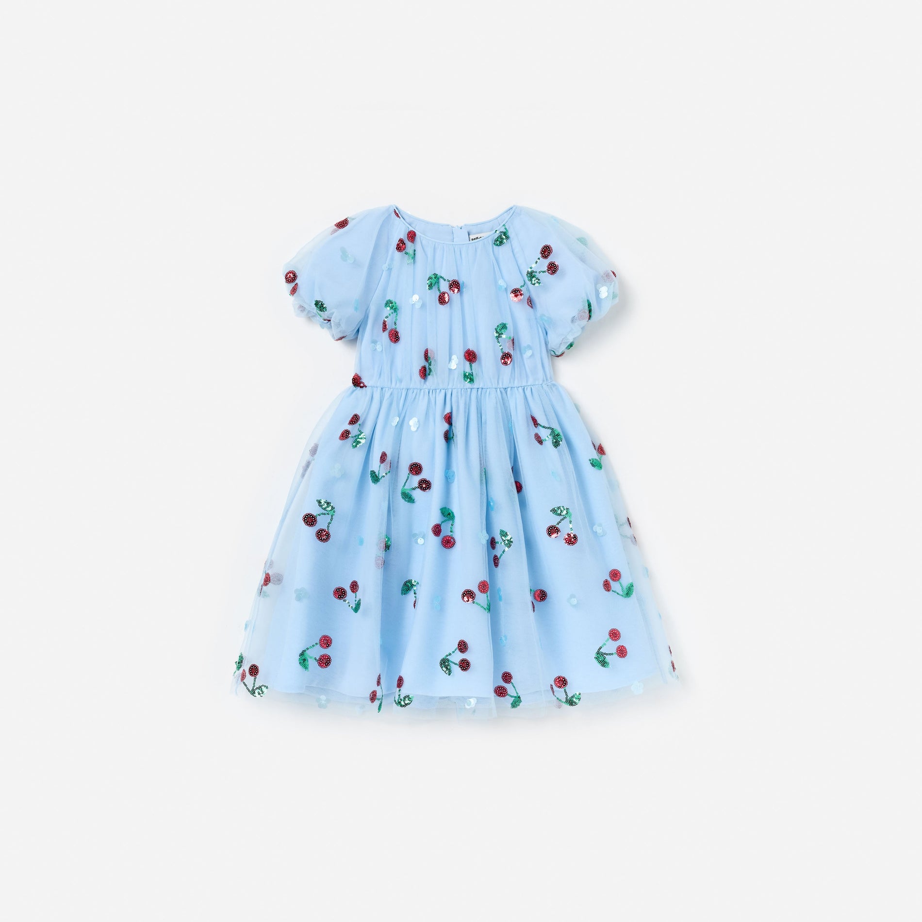 Blue Cherry Sequin Mesh Dress