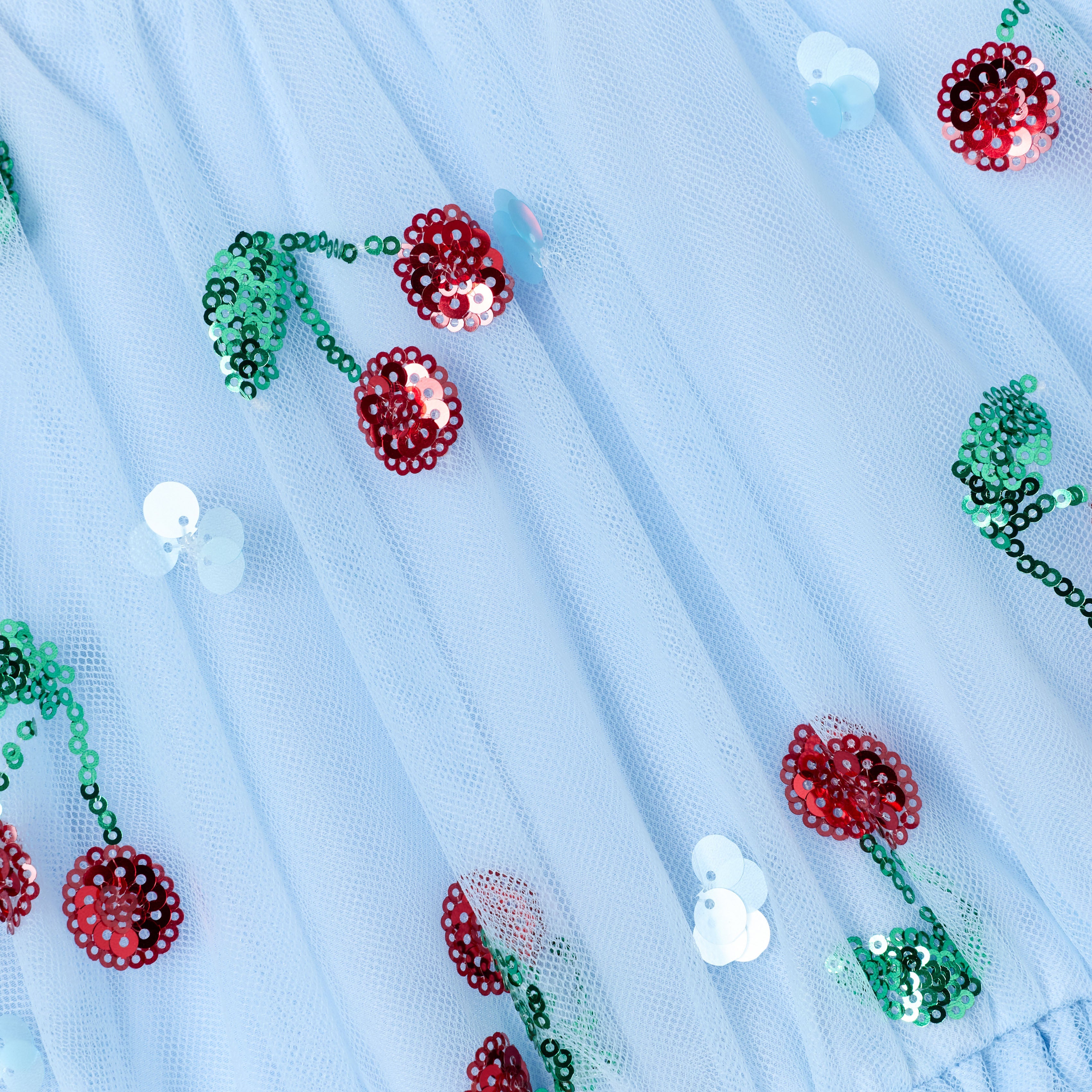 Blue Cherry Sequin Mesh Dress
