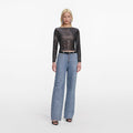 Croc Effect Straight Leg Jeans