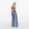 Rhinestone Croc Effect Wide Leg Jeans