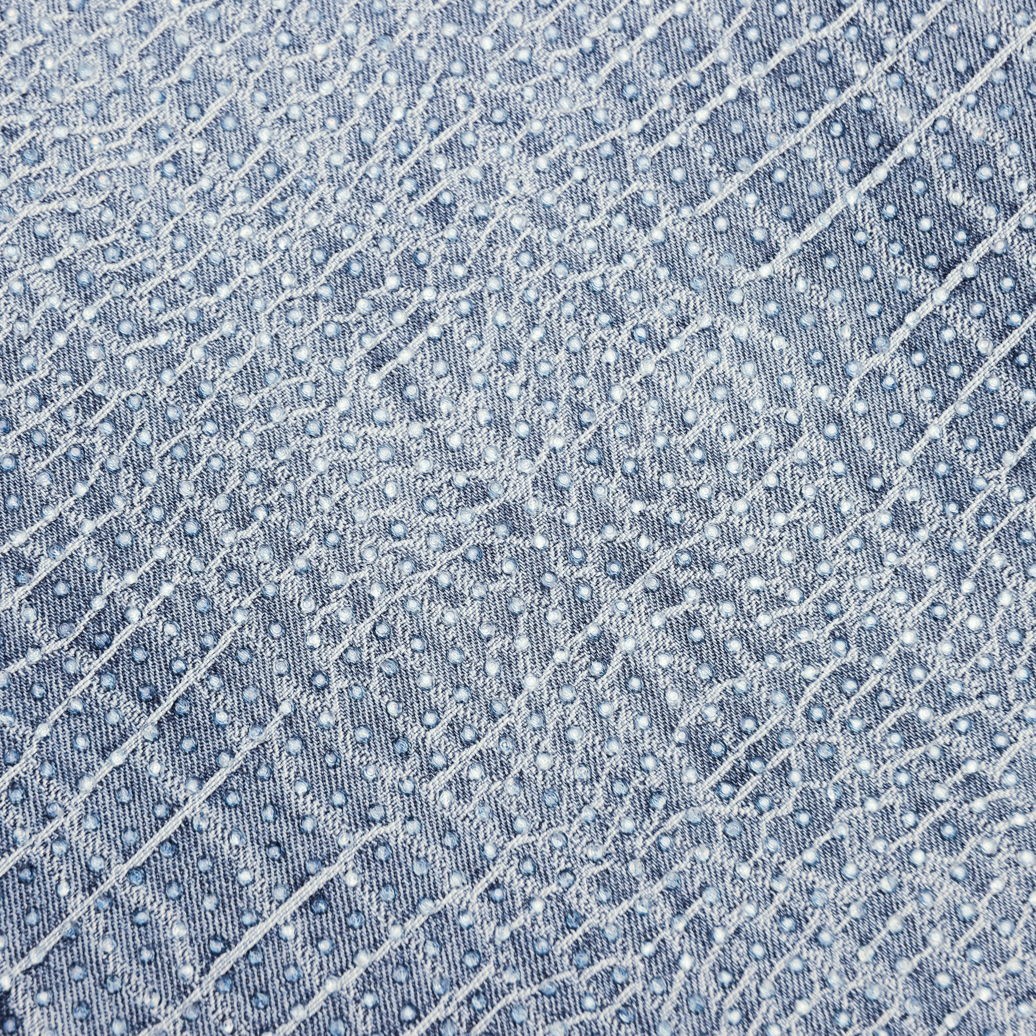 Rhinestone Croc Effect Denim Mini Dress