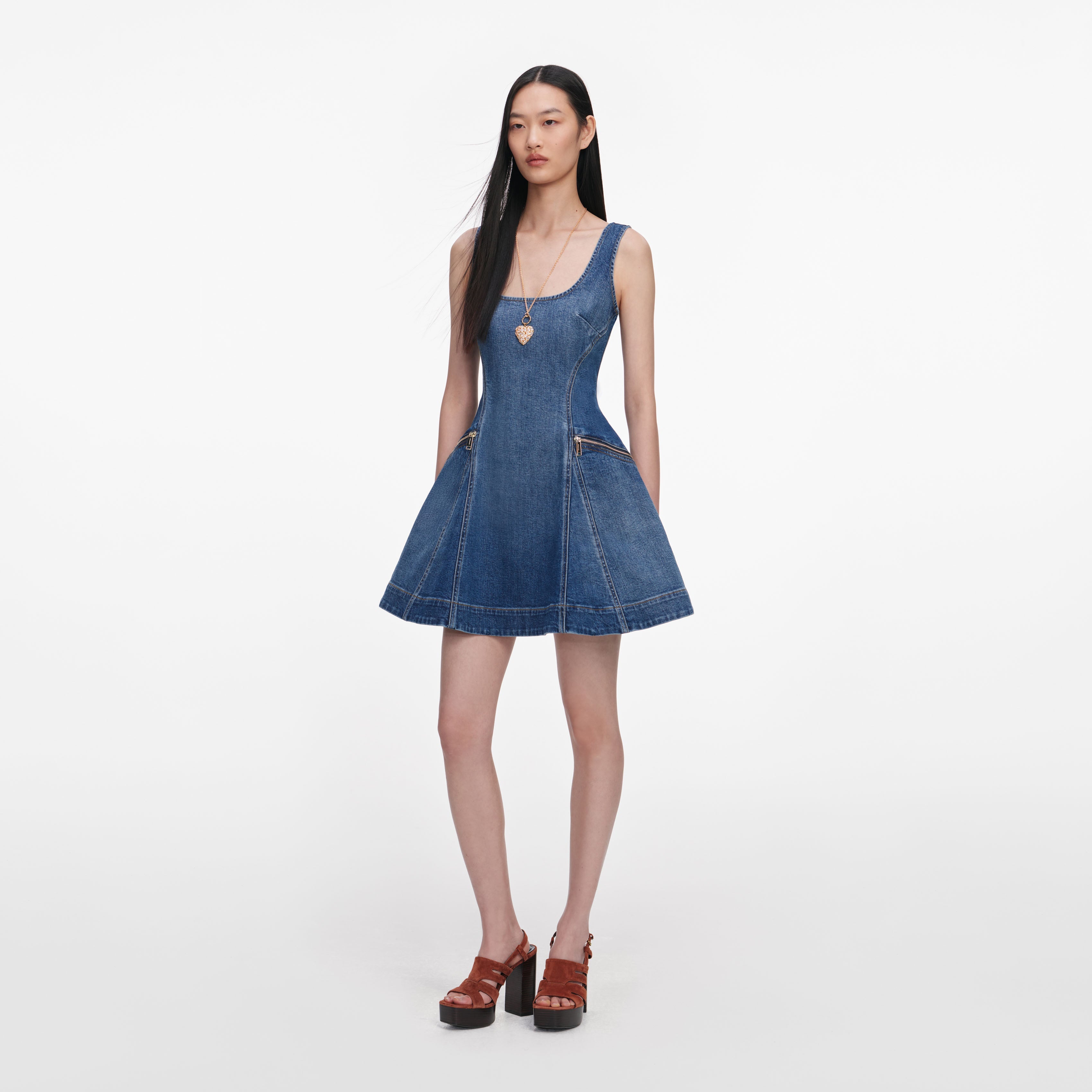 Denim Flared Mini Dress