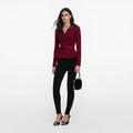 Burgundy Crystal Trim Cardigan