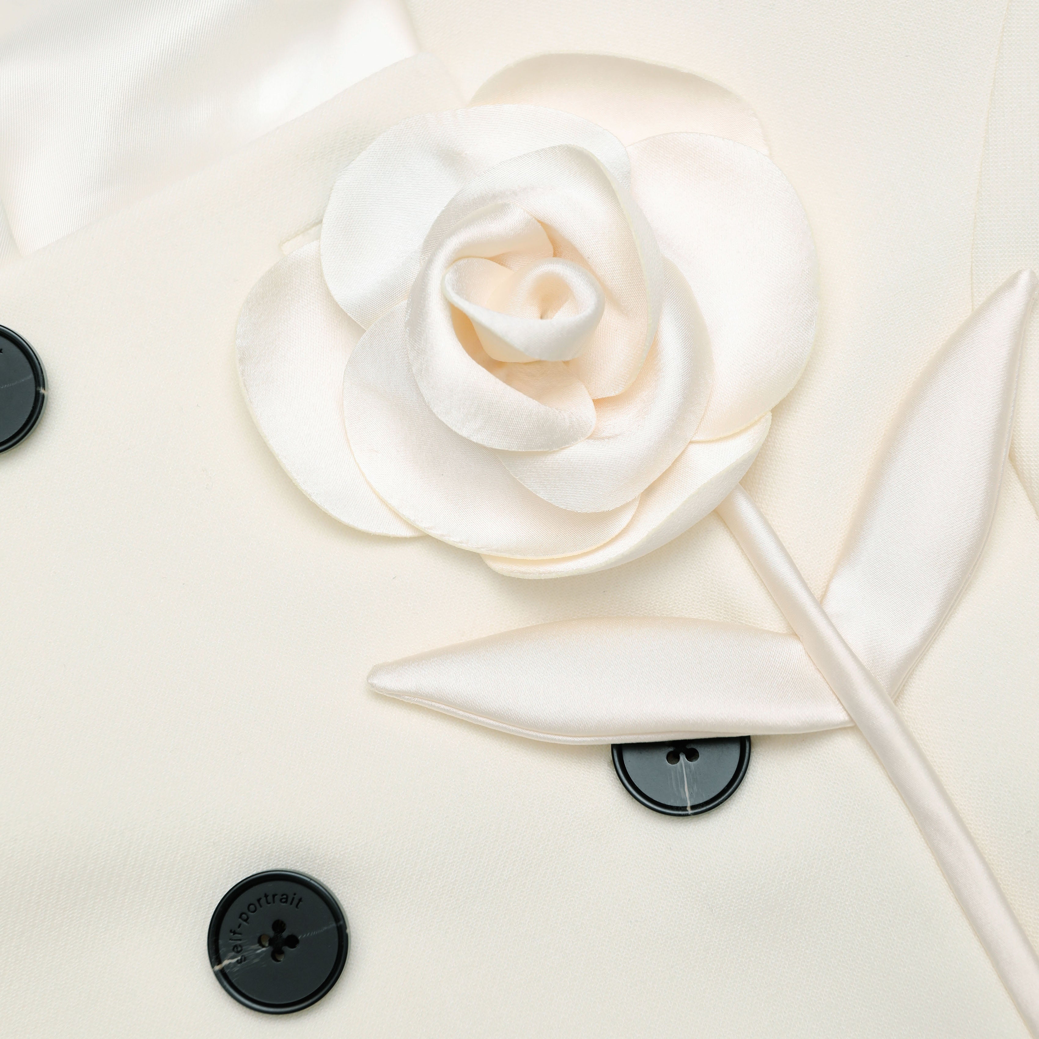 Cream 3D Flower Polka Dot Midi Dress