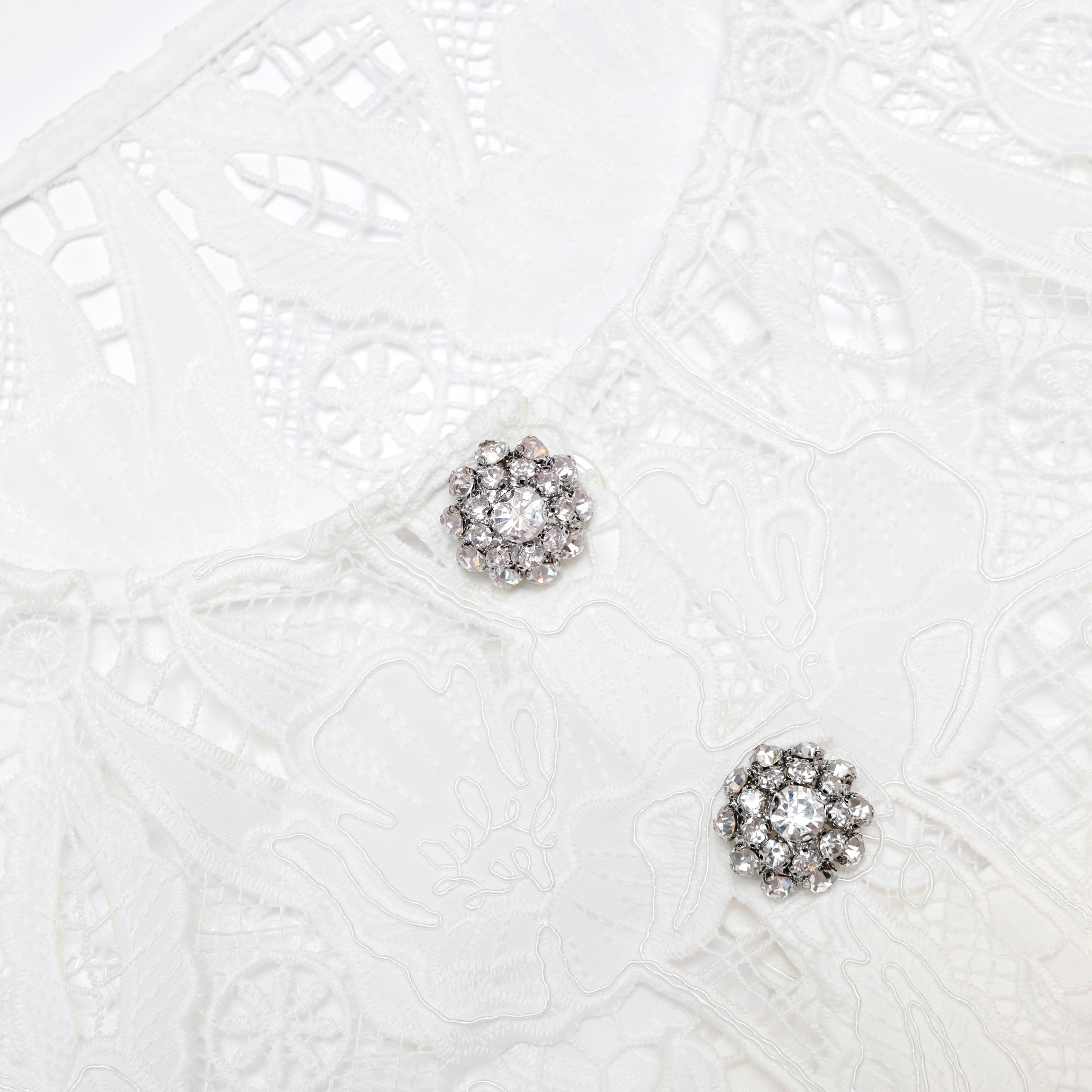 White Lace Crepe Midi Dress