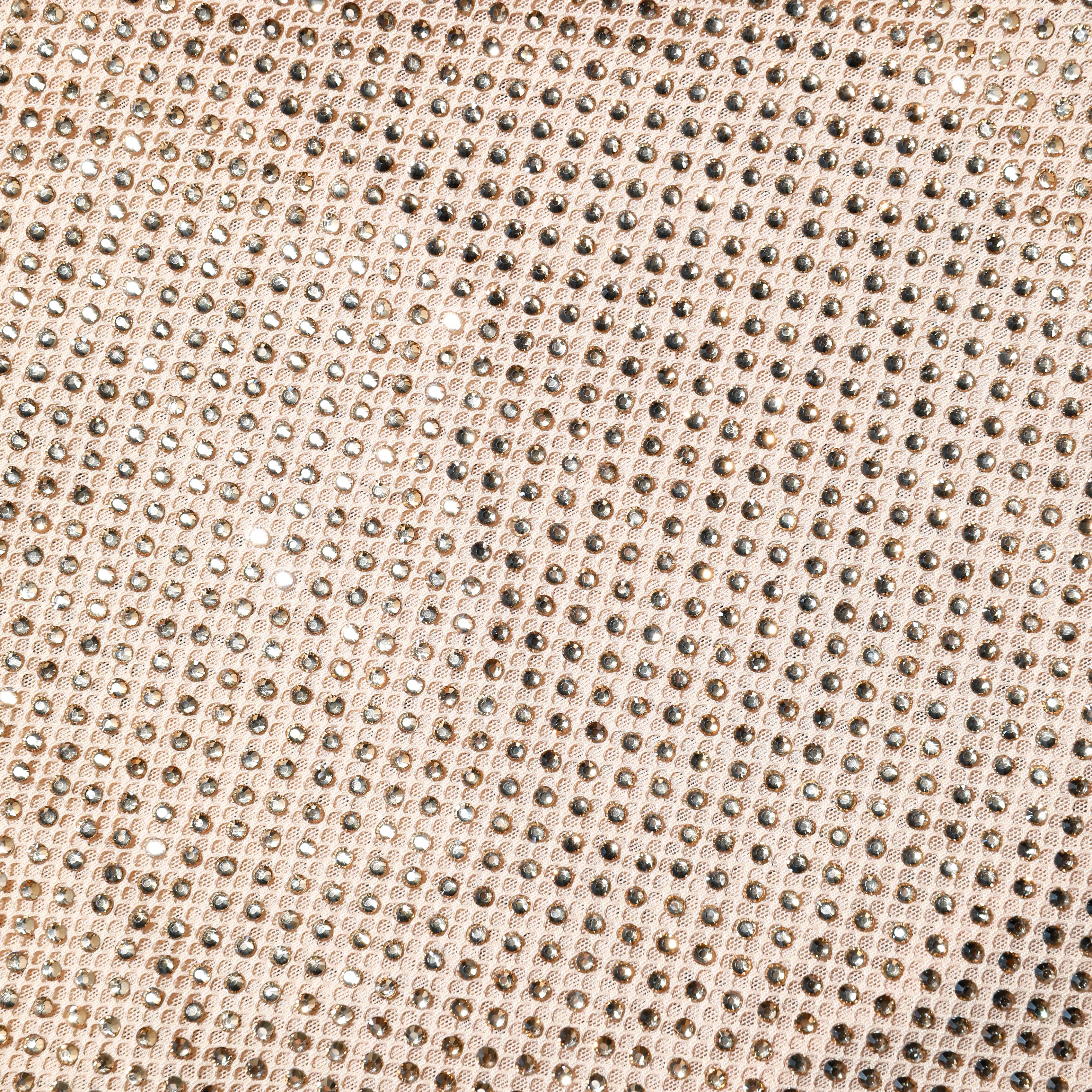 Champagne Rhinestone Racer Back Maxi Dress