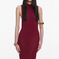 Burgundy Racer Back Viscose Knit Maxi Dress