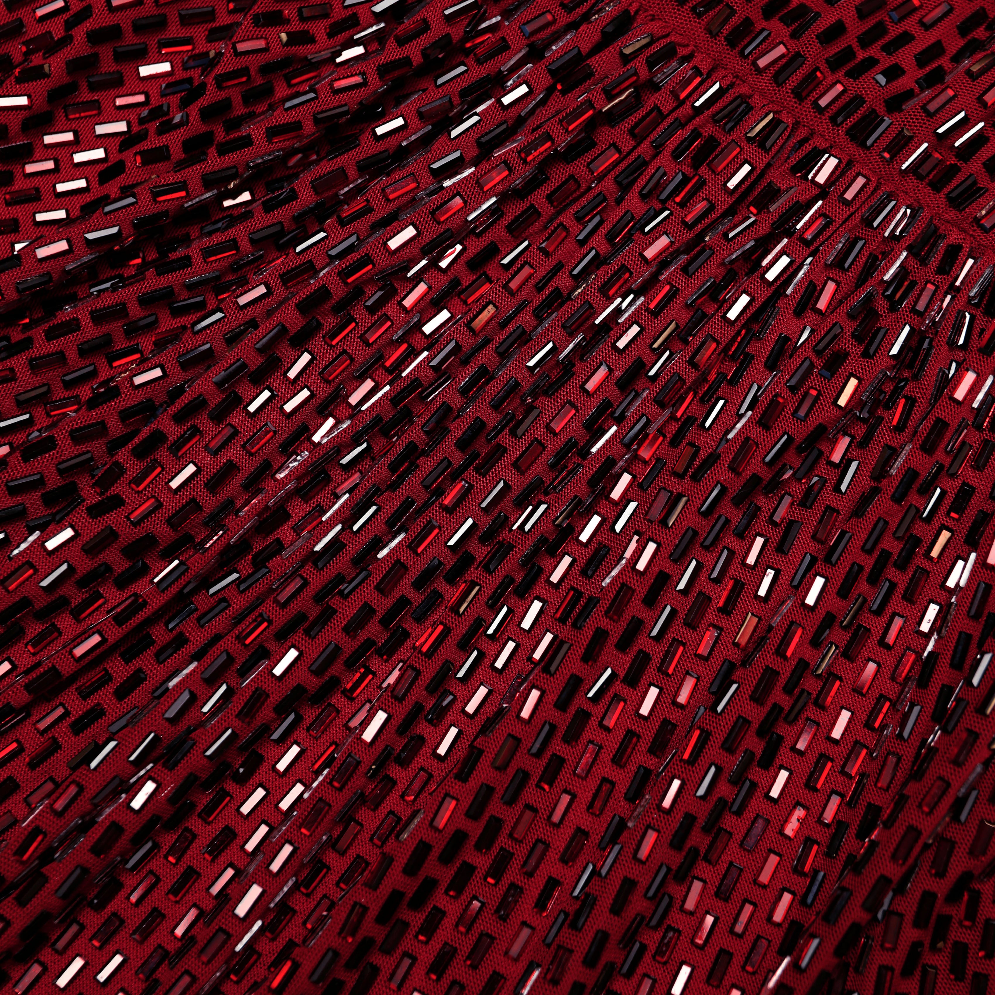 Red Rhinestone Drape Midi Dress