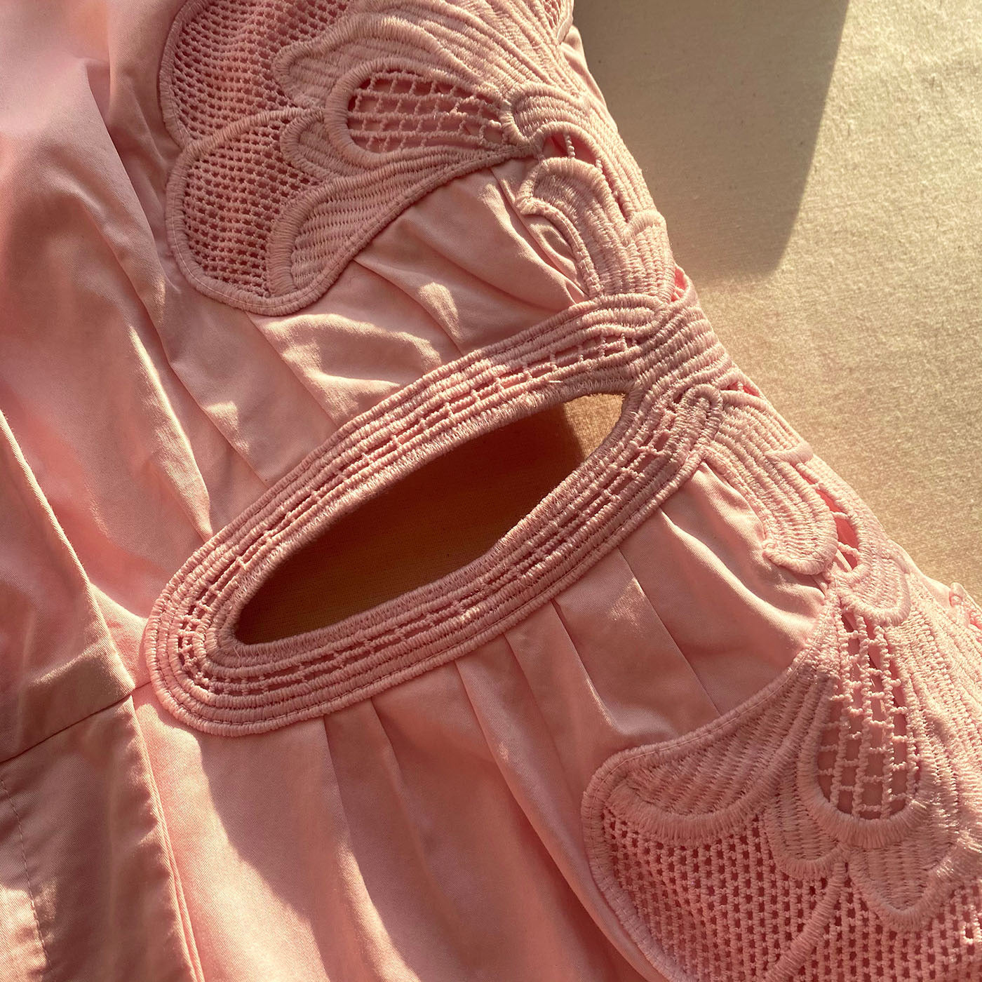 Pink Organic Cotton Cut Out Mini Dress