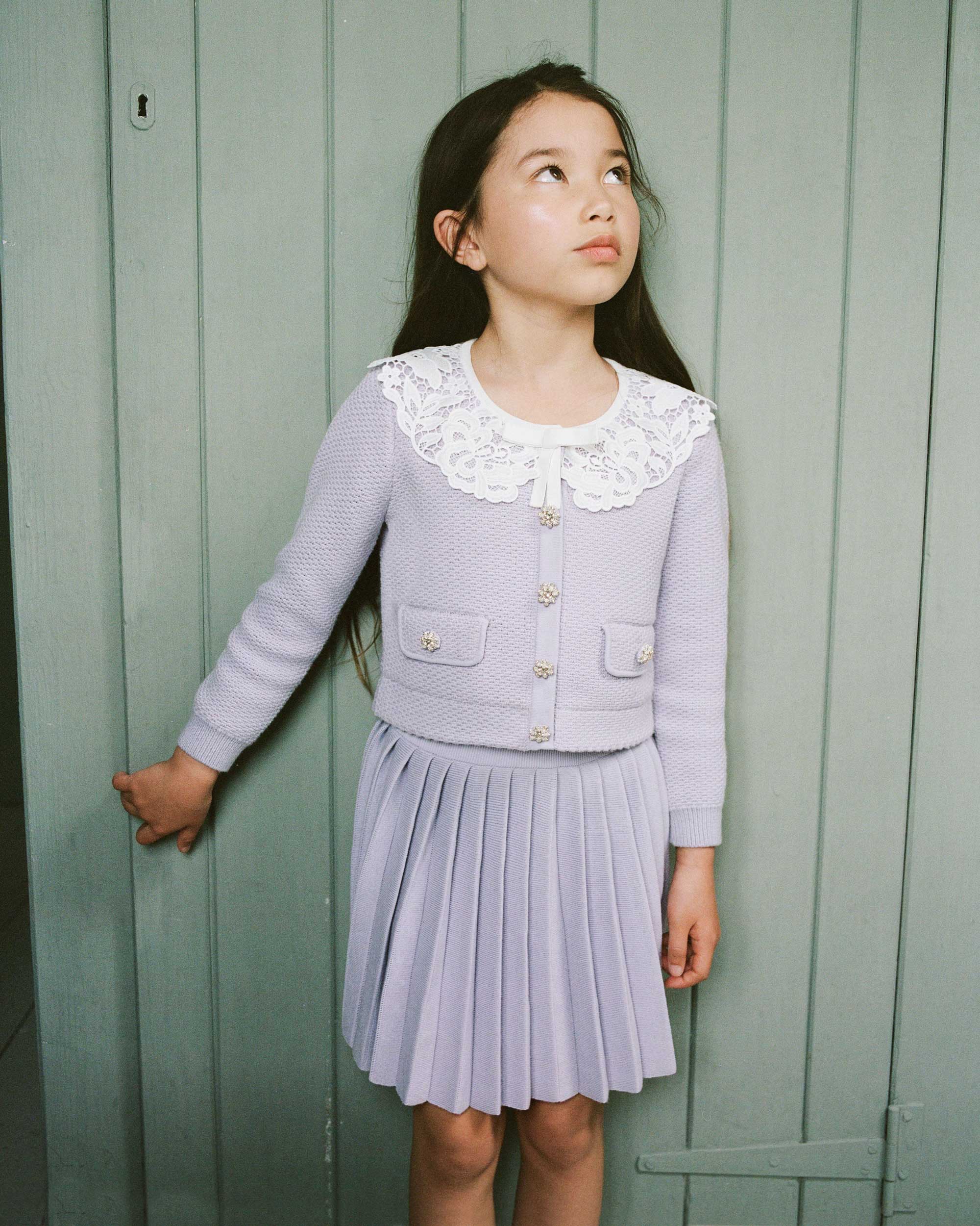 Lilac Knit Pleated Skirt