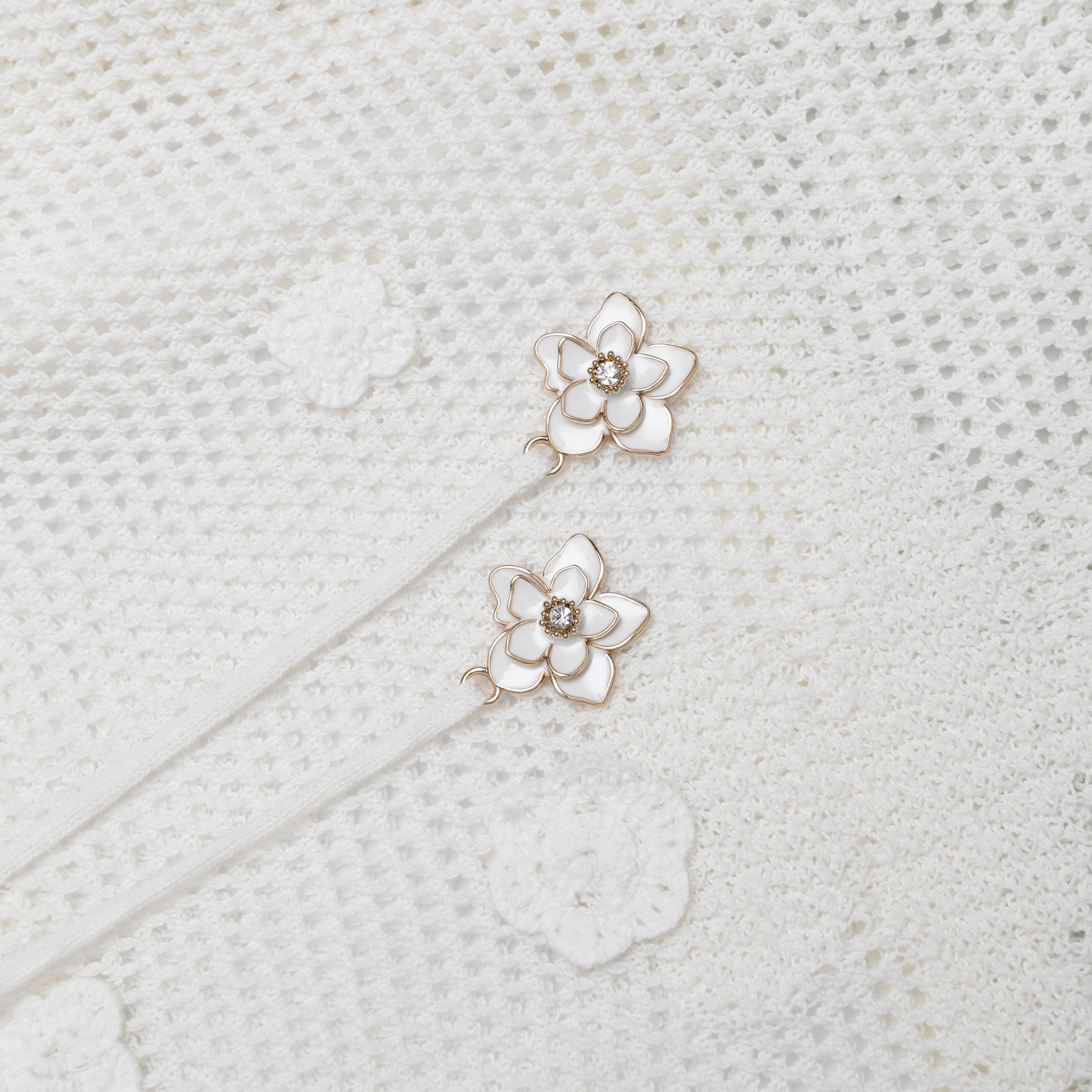 White Floral Crochet Midi Dress