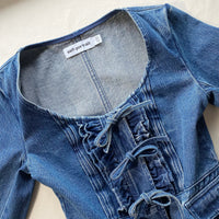 Dark Wash Denim Bow Top