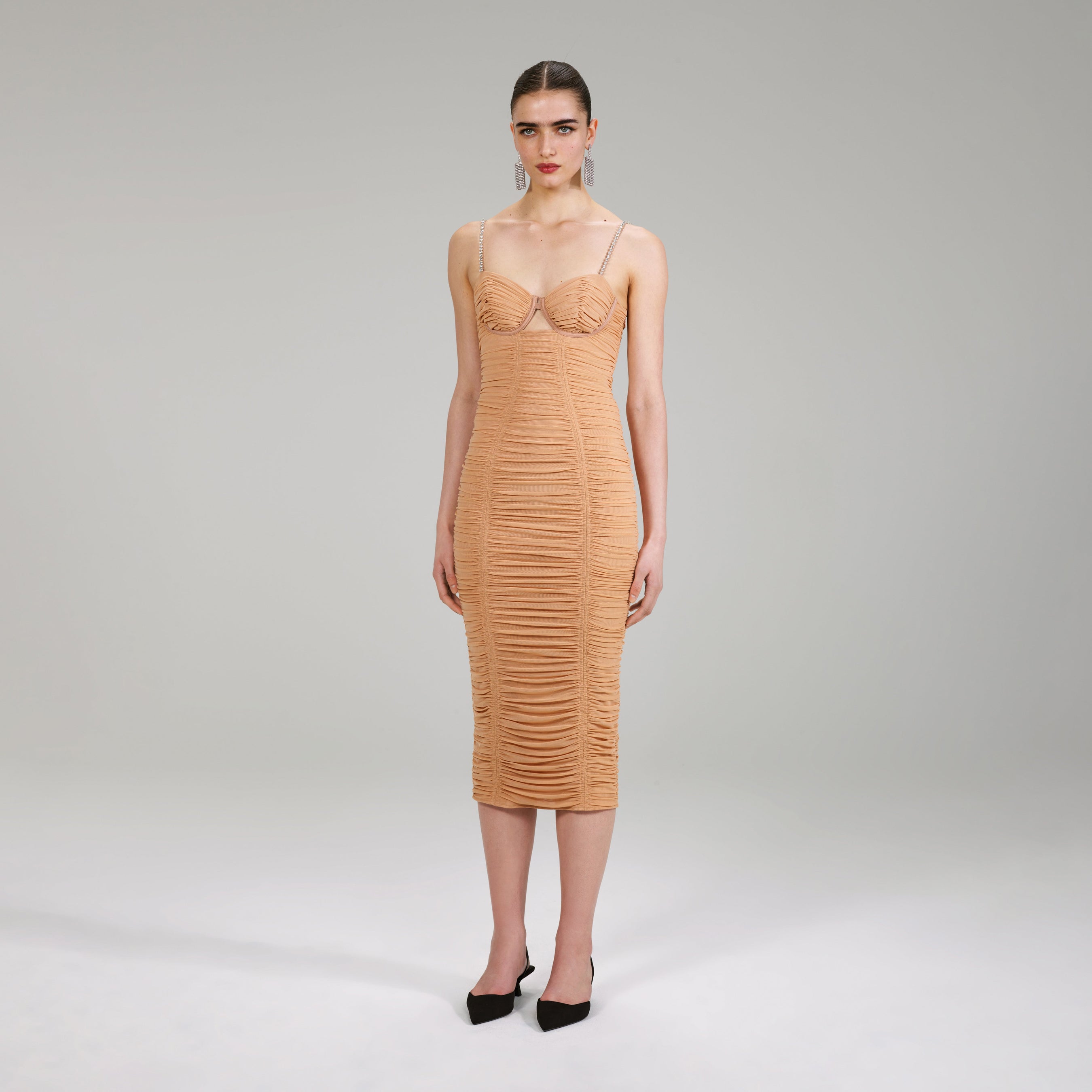 Nude Power Mesh Midi Dress