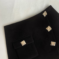 Black Wool Mini Skirt