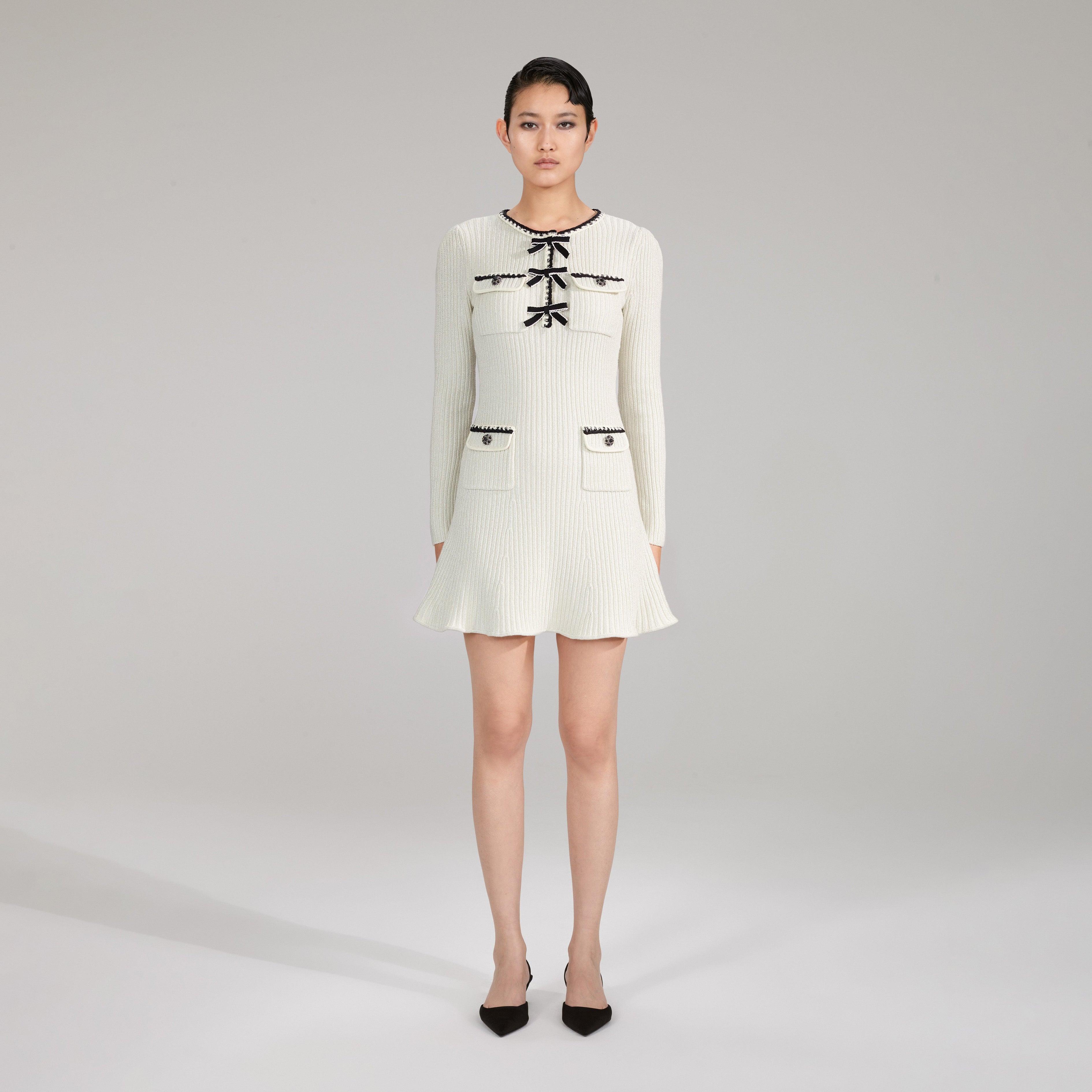 Melange Long Sleeve Knit Mini Dress