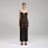 Black Fine Lace Maxi Dress