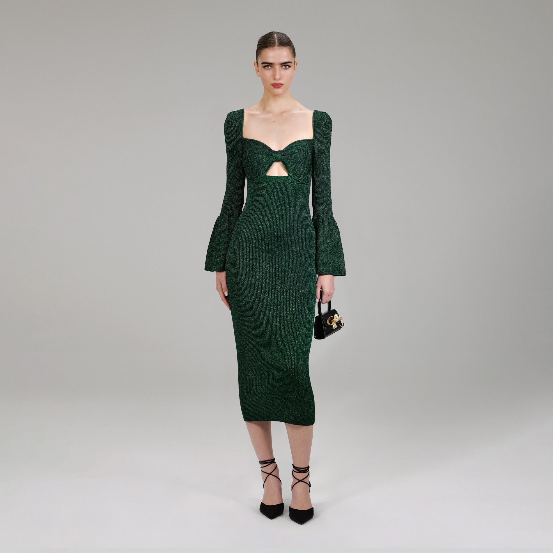 Green Lurex Knit Midi Dress