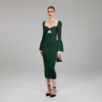 Green Lurex Knit Midi Dress