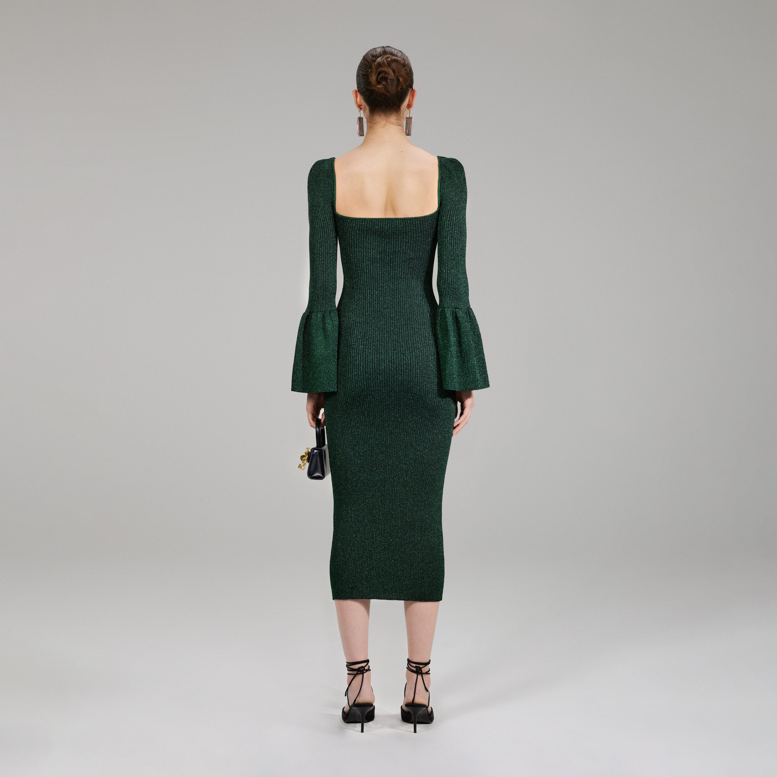 Green Lurex Knit Midi Dress