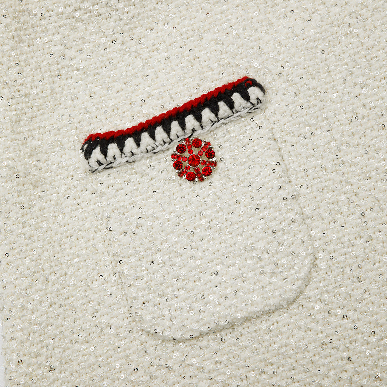 Cream Sequin Knit Skirt