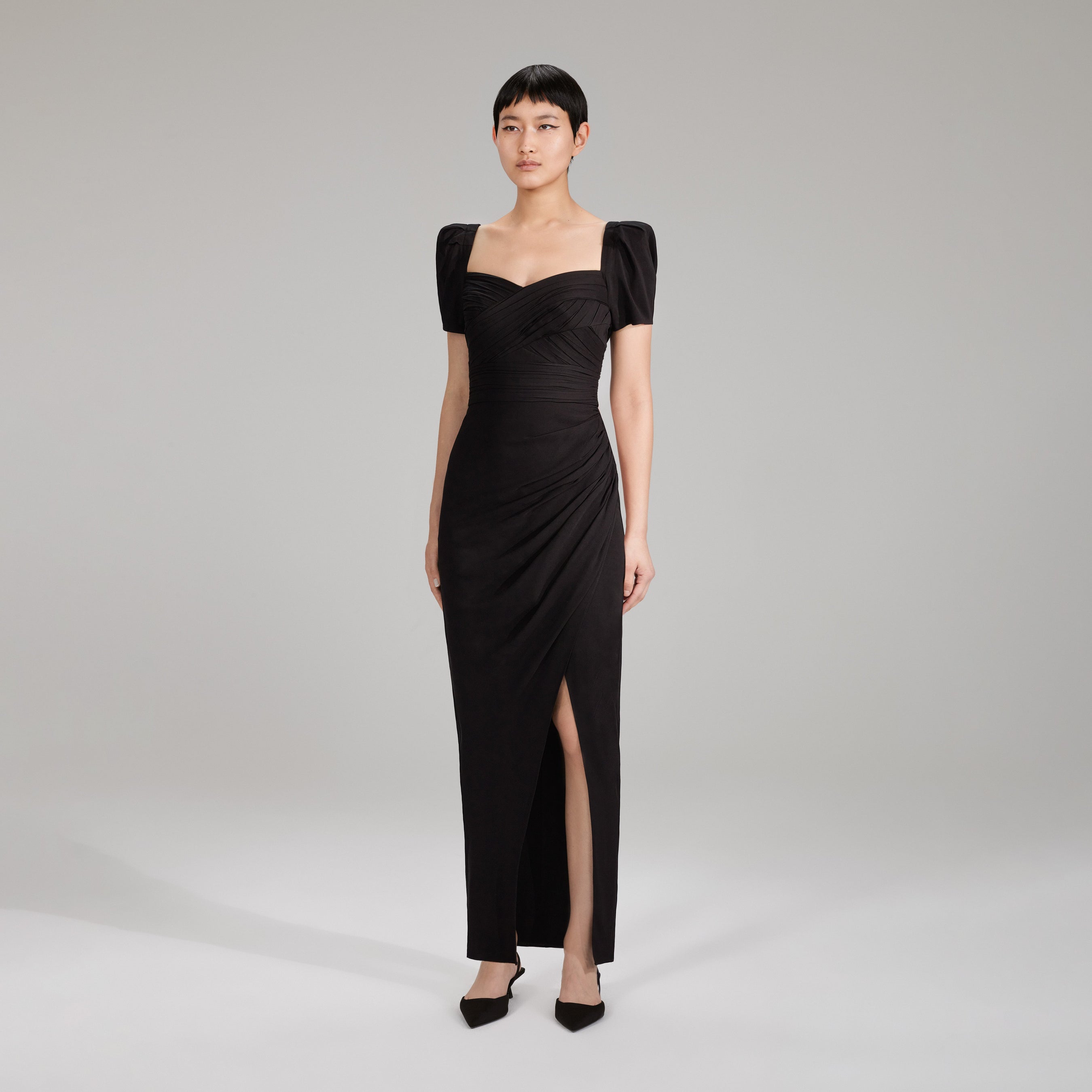 Black Maxi Stretch Crepe Dress