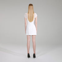 White Heavy Crepe Bow Mini Dress