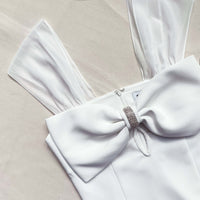 White Heavy Crepe Bow Mini Dress