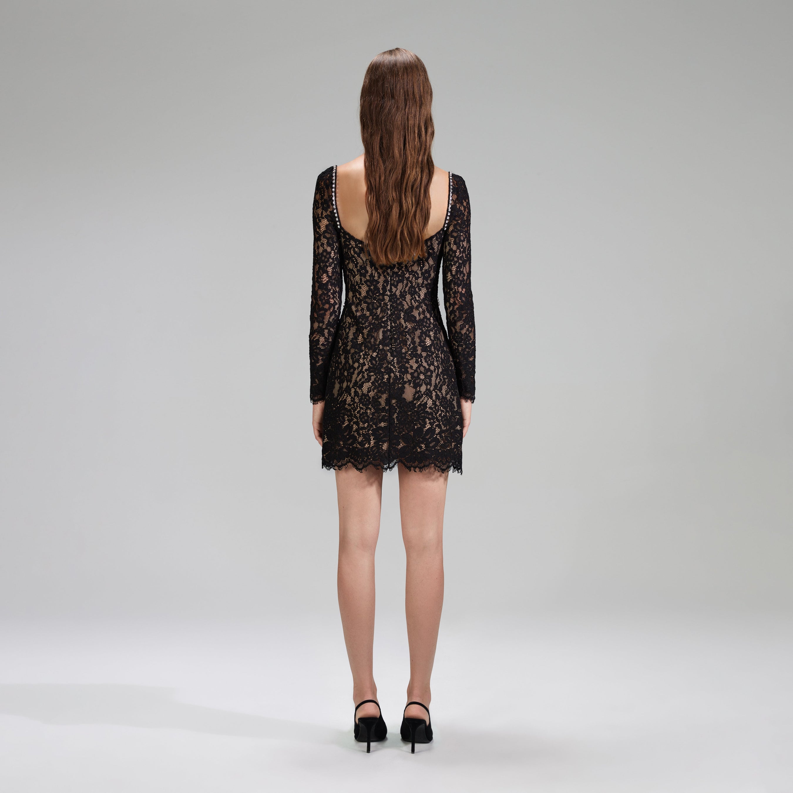 Black Corded Lace Mini Dress