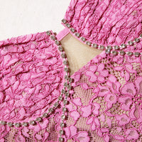 Pink Corded Lace Midi Dress