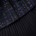 Navy Metallic Boucle Chiffon Midi Dress