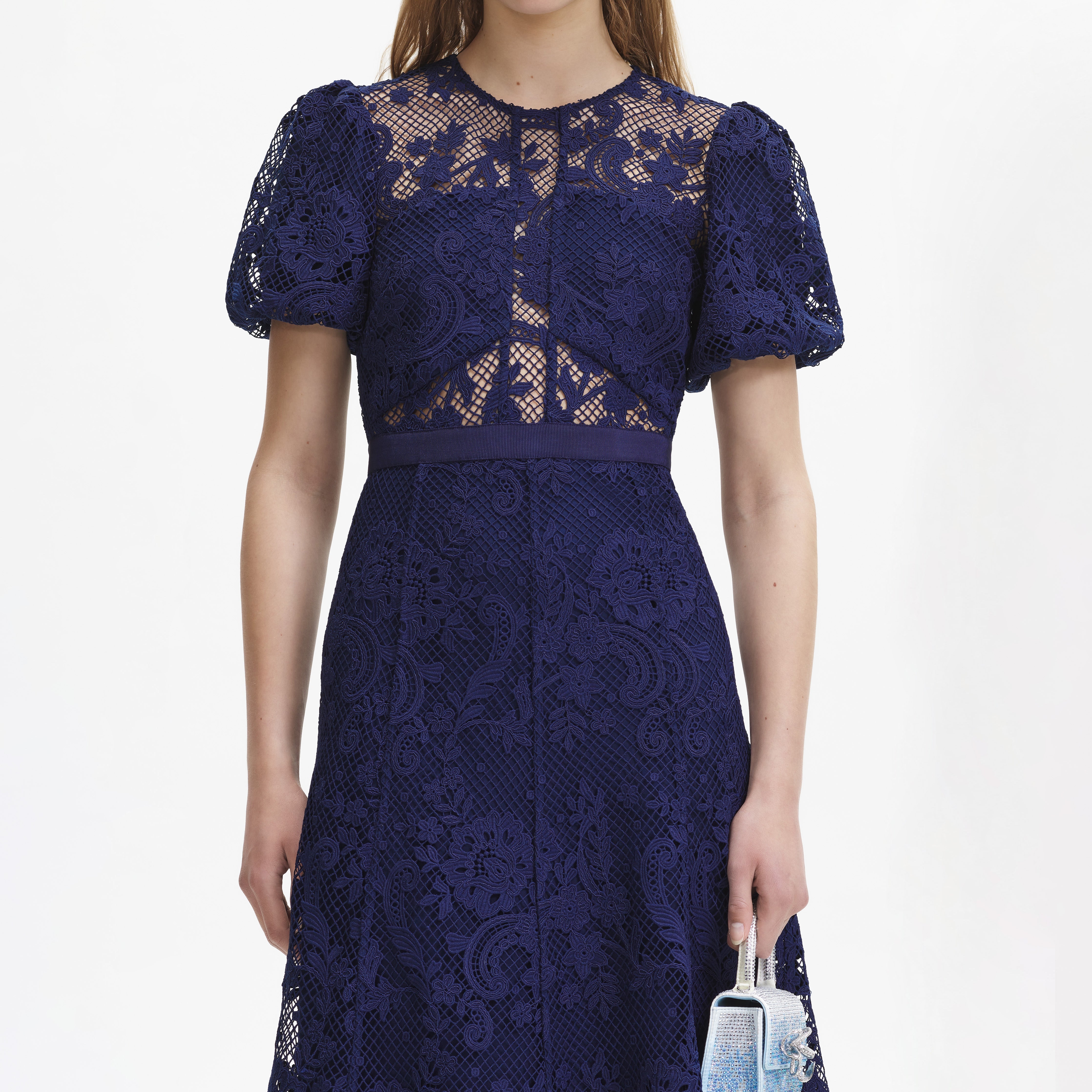 Self portrait clearance navy lace dress