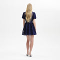 Navy Lace Diamante Collar Mini Dress