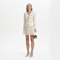 Cream Metallic Boucle Mini Jacket Dress