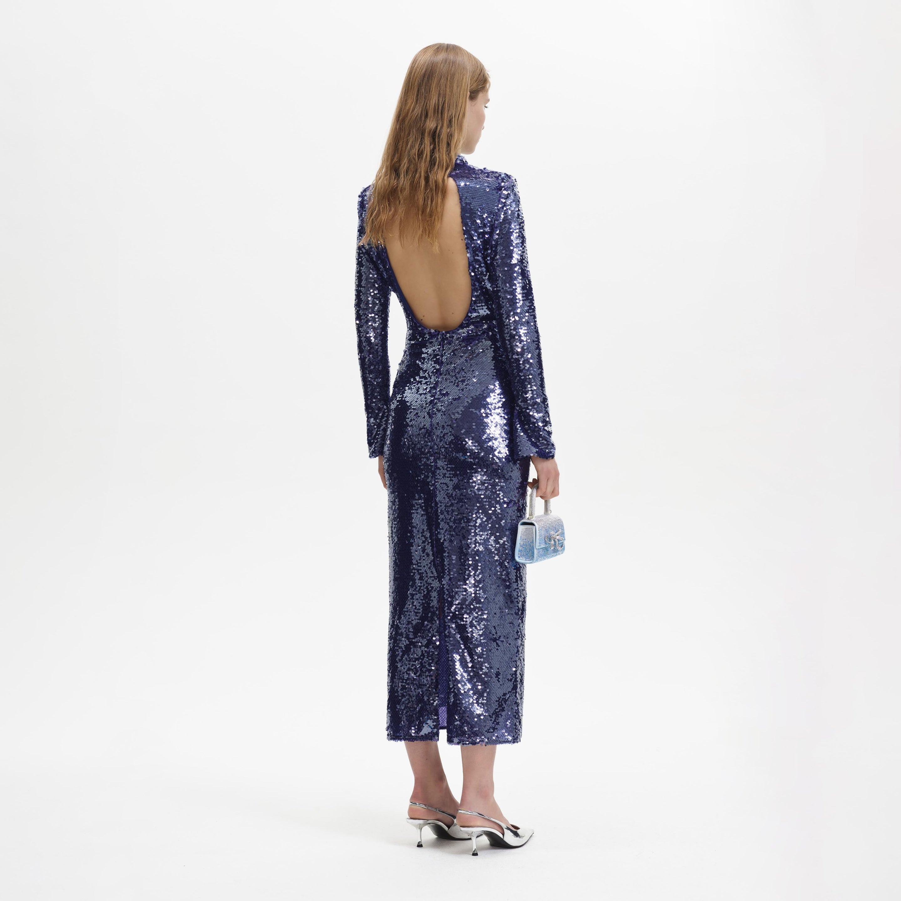 Blue Sequin Maxi Dress – self-portrait-US