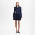 Navy Knit Collar Mini Dress