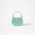 Green Rhinestone Crescent Bow Micro Bag