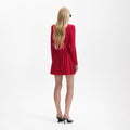 Red Knit Bow Mini Dress