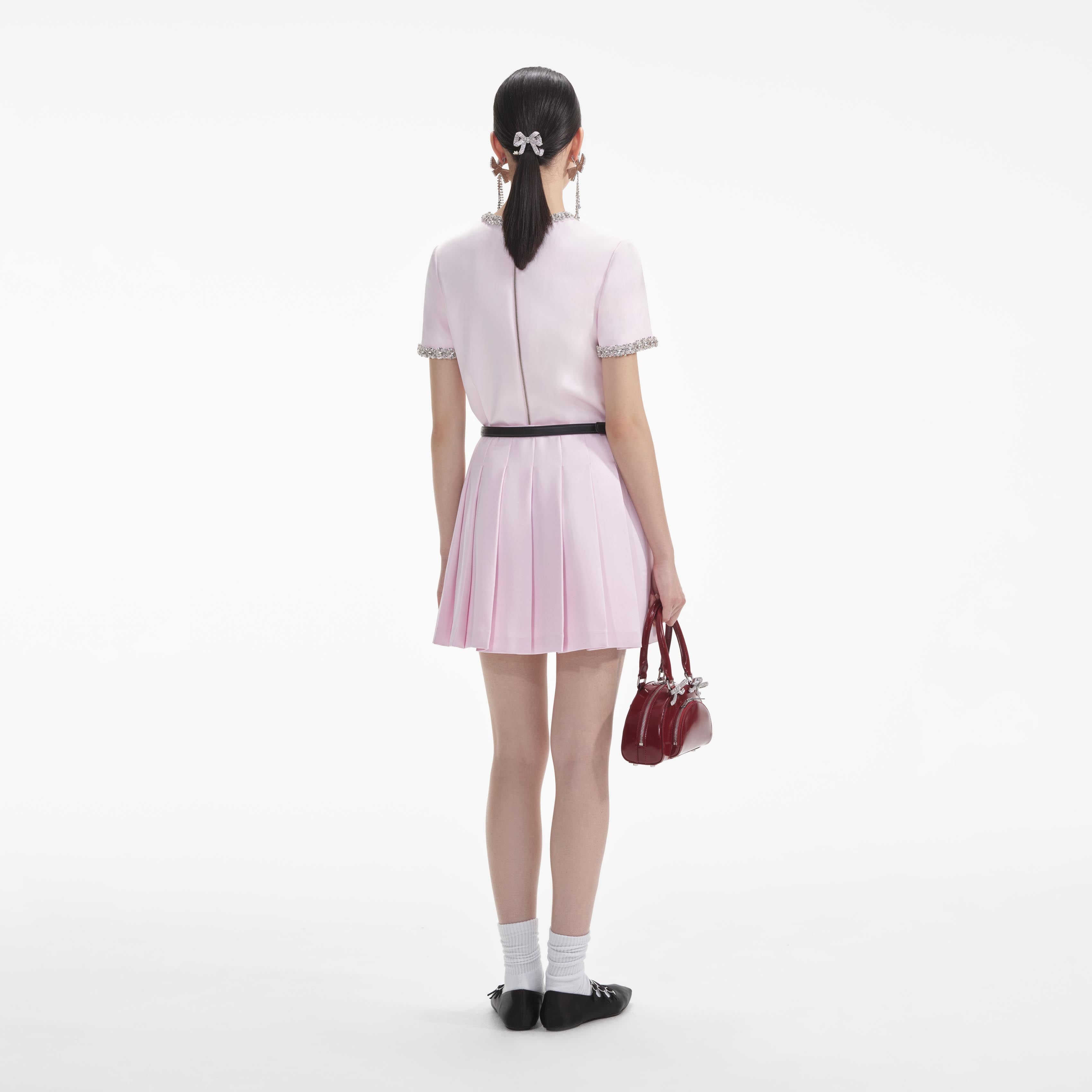 Pink Satin Mini Skirt