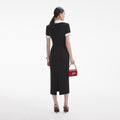 Black Crepe Contrast Midi Dress